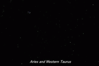 Photograph of the constellation Aries, the Ram and the Western part of Taurus,The Bull (click for full-size photo)