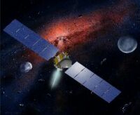 An artist's impression of NASA's Dawn spacecraft encountering Vesta and Ceres. Click for larger image, 12 KB (Image: NASA/MCREL/UCLA)
