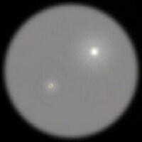 Sketch by Giovanni Isopi showing the telescopic view of a Venus-Jupiter conjunction in August 2014. Click for full-size image, 27 KB (Image: Giovanni Isopi)