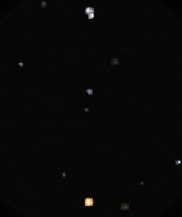 A simulated telescope view of Mars passing the double-star Graffias (Beta-1 Scorpii) on March 16th 2016. South is up and East to the right; the field of view is about 13 arcminutes (Copyright Martin J Powell, 2015)