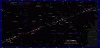 Where is Jupiter tonight? This star map shows the path of Jupiter through Gemini, Cancer, Leo and Virgo from August 2025 to October 2029. Click for full-size version (Copyright Martin J Powell, 2024)