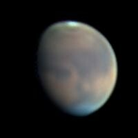 Mars at minimum phase imaged by Mike Hood in August 2022 (Image: Mike Hood/ALPO-Japan)
