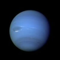 Neptune and its Great Dark Spot imaged by NASA's Voyager 2 spacecraft in 1989. Click for full-size image, 3 KB (Picture credit: NASA-JPL)