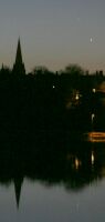 Venus and Mercury in the dawn sky, casting reflections in the water. Click for a full-size picture, 116 KB (Copyright Martin J Powell 2005)