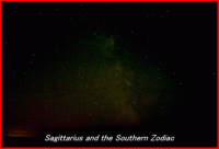 Photograph showing the constellation of Sagittarius and other constellations in the vicinity of the Southern zodiac. Click for a full-size photo, 183 KB (Copyright Martin J Powell, 2005)
