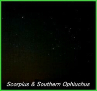Photograph showing the constellations of Scorpius and the Southern region of Ophiuchus. Click for full-size version, 111 KB (Copyright Martin J Powell, 2006)