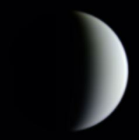 Crescent Venus imaged by Niall MacNeill on April 18th 2020. Click for larger image, 3 KB (Image: ALPO-Japan/Niall MacNeill)