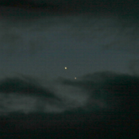 A morning conjunction between Venus and Jupiter in August 2014 (click for full-size image, 129 KB) (Copyright Martin J Powell 2014)