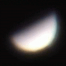 Animation showing Venus seen through the telescope at 51% phase. Click for full-size animation, 204 KB (Copyright Martin J Powell 2008)